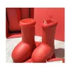 Boots Men Big Red Boot Mschf Astro Boy Designer Women Thick Bottom Rubber Platform Rain Bootie Oversized Shoes Luxury Knee Roun Dhsgu