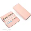 Money Clips Bifold Feminino Ímã Carteira Simples Slim Para Mulheres Grande Capacidade Carteira de Couro PU Titular de Cartão Clutch Rosa Senhoras Carteira LongaHKD230627