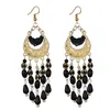 Vintage Ethnic Long Tassels Drop Earring For Women Retro Carving Seed Beads Dangle Earrings Femme Party Vacation Boho Jewlery