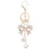 Creative New Alloy Bow Shape Full Diamond Keychain Women's Fashion Bag Hanging Accessories