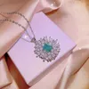 Collier Boucles D'oreilles Ensemble Élégant Paraiba Gemstone Bijoux Argent Couleur Vert Zircon Pendentif Colliers Ouverture Anneaux Pour Les Femmes Robe Délicate