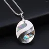 Pendant Necklaces Natural Shell Abalone Elliptical Splice Mother Of Pearl Charms Stainless Steel Chain Necklace Jewelry