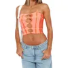 Women's Tanks Women Sexy Hollow Out Tube Crop Tops Strapless Tie-Dye Bandeau Backless Slim Going Summer Y2K Streetwear