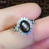 Cluster Rings KJJEAXCMY Fine Jewelry 925 Sterling Silver Inlaid Natural Black Star Sapphire Ring Luxury Girl's Support Test