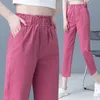 casual Harlan Women's Pants 2023 new loose solid color Capris pants show thin cotton silk radish trouser