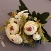 Bouquet di fiori secchi peonia artificiale bianca rosa tè autunno seta finta per soggiorno fai da te decorazione di nozze giardino domestico