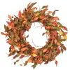 Decorative Flowers Artificial Harvest Wreath 19.7 Inches Wreaths Leaves Berries Pumpkins Halloween Party Supplies Festival