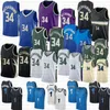 Giannis Antetokounmpo baskettröjor Penny Hardaway Tracy McGrady Blue City Green Edition Jersey Purple Shirt 34