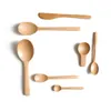 Dinnerware Sets Detomate Simple Beech Spoon Japanese Flat Handle Wooden Knife And Fork Salad Coffee