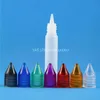 100セット/ロット10ml 15ml 30mlユニコーンプラスチックドロッパーボトルクリスタルキャップロングシンチップワイド口E液体10 15 30 ml lchii