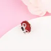 Fits Pandora Bracelet 925 Sterling Silver Frosted Red Murano Glass & Hearts Charm DIY Jewelry Beads for Women Free Shipping