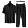 Heren Trainingspakken Vinzio Homme Athleisure Set Zacht Comfortabel Nieuw Materiaal Ademend Thuis Korte Mouwen 2 Stuks Pakken x0627