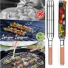 BBQ Grills Portable Grilling Basket Stainless Steel Nonstick Barbecue Grill Tools Mesh for Meat Hamburger 230627