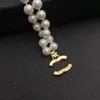 New Style Design Inlaid Crystal Pendant Necklaces Fashion Women Brand Letter Pearl Chain 18K Gold Plated Brass Material Necklace Luxury Wedding Christmas Jewelry