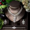 Halskette Ohrringe Set HIBRIDE Elegante Kubische Zirkon Blume Design Hochzeit Frauen Braut Abend Party Bijoux Femme N-993