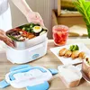 Bento Boxes 12 24V 110V 220V Portátil Aquecimento Elétrico Aço Inoxidável Lancheira Home Carro Caminhão Arroz Alimentos Aquecedor Conjunto de Louça 230627