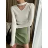 Women's Sweaters Spring White Color Knitting Women Sweater Full Sleeves Screw Thread Y2k Style Streetwear Lady Jumpers Cardigans Tops