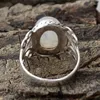 Cluster Rings Vintage Tibetan Moonstone Synthetic Crystal Ring For Women Antique Round Fine Jewelry Girls Ladies Gif