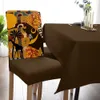 Stuhlhussen für Esszimmer, afrikanischer weiblicher Elefant und Giraffe, moderner elastischer Druck, für Hochzeit, Zuhause, Stuhlhussen 230627