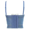 Camiseta Feminina 2022 Sexy Denim Strass Corset Camisoles Bustiers Bra Party Club Streetwear Lingerie Look Stage comes J230627