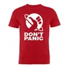 Herren-T-Shirts, Herren-T-Shirt aus Baumwolle, „Hitchhiker's Guide To Galaxy Don't Panic“, minimalistisches Kunstwerk, Geschenk-T-Shirt