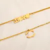 Luxury Brand Designer Pendenti Collane Never Fading Oro 14 carati placcato in acciaio inossidabile Lettera Collana con ciondolo girocollo Perline Catena Accessori per gioielli Regalo per coppie