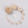 Perles bois couleur ronde en bois entretoise petit trou décorations personnalisées artisanat enfant bijoux bébé jouets Bracelet accessoires