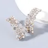 Fashion Metal Rhinestone Long Geometric Earrings Women's Exaggerated Dangle Earrings Party Accessories