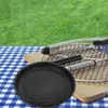 BARBEKÜ Izgaralar Izgara Tava Biftek Taşınabilir Kamp Sobası Barbekü Kapalı Dökme Demir Plaka Teppanyaki Pişirme Yuvarlak 230627