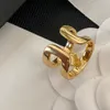 Nunca Fade Marca Carta Designer Banda Anéis Banhado A Ouro Latão Cobre Anel Aberto Moda Luxo Inlay Cristal Pérola para Mulheres Jóias de Casamento Presentes