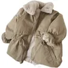 ジャケット男の子Khaki Lamb Wool Blend Parkas Coat Autumn Winter Coats Fur for Girl