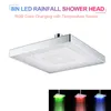 Głowice prysznicowe w łazience LED Opad deszczu prysznic kwadratowy prysznic Automatycznie zmienia kolor czujnik temperatury dla domu łazienka R230627