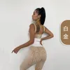Amazon Venta caliente Sexy Piel de serpiente Melocotón Cadera Ropa de yoga europea y americana Sujetador deportivo para mujer Pantalones de yoga Traje sin costuras