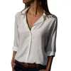 Damesblouses Mode-blouse Dames chiffon effen hemd Kantoor Dames Effen rolmouwen Tops Dames Chemisier Dames Dames