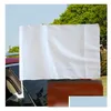 Bannerflaggor 12x18 tum vit tom bilflagga sublimering 100d polyestertryck högkvalitativt fönster med 43 cm plaststång DH9371 DRO DHDMX