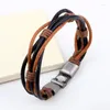 Länkarmband Stylish smycken Multilayer Rope Leather Armband Fashion Delicate Alloy Spuckle For Women Pulseiras de Couro Masculina Homen