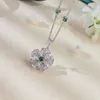 Stud Earrings High Quality 925 Sterling Silver Necklace Flower Pendant Fashion Exquisite Women Birthday Wedding Jewelry Accessories