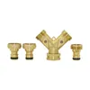 Watering Equipments Brass 2-Way Garden Tap Water Splitter 3/4 Y Irrigation Valve Quick Connector Hose Faucet Adapter 1 Set