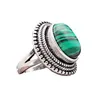 Bröllopsringar Style Inlays Watermelon Green Peacock Rng Europe och USA 925 Ancient Silver Natural Stone Ringrestoring