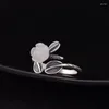 Cluster Rings FNJ Flower Hetian Jade Ring 925 Silver Adjustable Size Original Real S925 Solid For Women Jewelry Fine