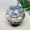 Decorative Objects Figurines Natural Black Cherry Blossom Agate Marcasite Ball Geode Agate Original Mineral Specimen Home Feng Shui Decoration Gem Healing