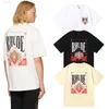 Oversize Rhude T Shirt Wine Red Champion Card Poker Print Short Sleeve Men Women Good Quality Cotton Tee 67cy 313