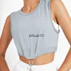 Dames T-shirt Sport Dames T-shirts Mouwloos Sexy Crop Top Touw Aanpassingsvest Fitness Sneldrogend Ademend Shirts Hardlopen Gym Casual Tanktop J230627