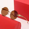 50% OFF Wholesale of New frameless retro round for men and women leopard head painted mirror legs personalized sunglasses trendy glasses 9593