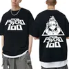 Herr t-skjortor anime män kvinnor överdimensionerade tecknad manga tee shirt mob psyko 100 grafisk tshirt herrar shigeo kageyama tryck t-shirts