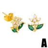 Stud Earrings Shining Zircon Flower Fashion Simple Delicate Heart Cherry For Women Girls Jewelry Gift