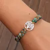 Charm Armbänder Baum für Frauen Handgefertigte Schnur Wickelarmband Armreif Afrikanischer Jaspis Geflochtene Freundschaft Männer