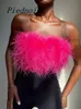 Женские майки Piednoir Fur Feather Sexy Corset Crop Tops For Women Party Fashion Bustier Cute Top Y2k Club Sexy Mini Fluffy Tops 230627