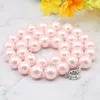 Kedjor DIY 1SET 12mm Pink South Sea Shell Pearl Necklace 18 "Pärlor Hand Made Women Girls Jewelry Making Cirka 33 st/Strands