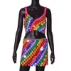 Women's T-Shirt Sexy Colorful Glitter Sequins Camis Halter Body Chain for Women Female Hollow Out Skirt Bikini Bra Chain Nightciub Party Jewelry J230627